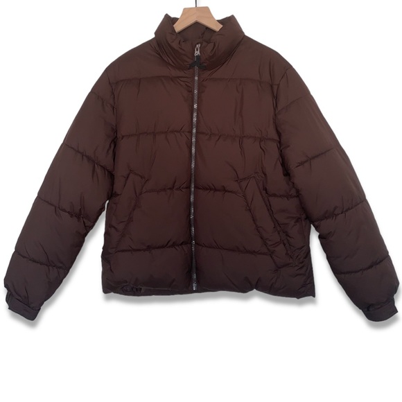 MENS WATER-REPELLENT BROWN STAND COLLAR PUFFER JACKET SIZE MEDIUM - Picture 4 of 5